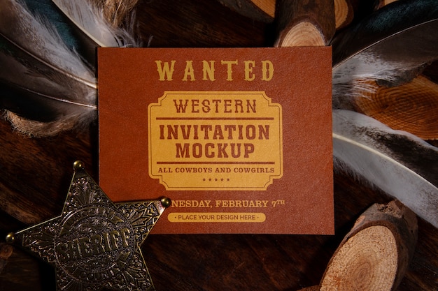 PSD western invitation mockup