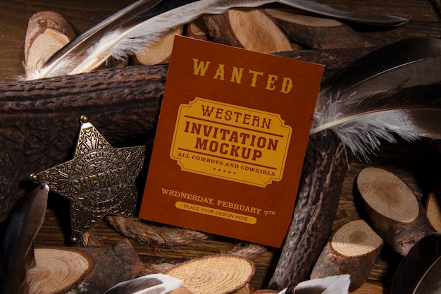 PSD western invitation mockup