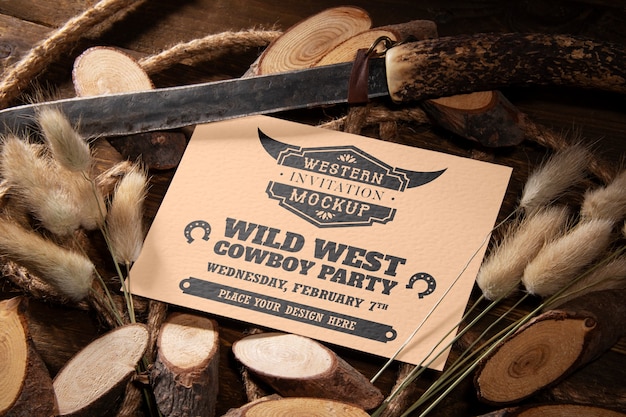 PSD western invitation mockup