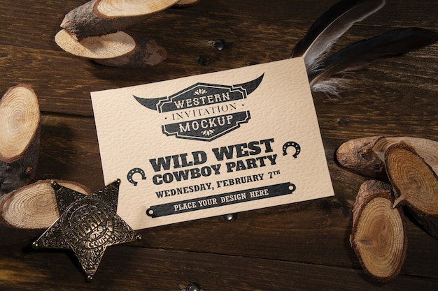 PSD western invitation mockup