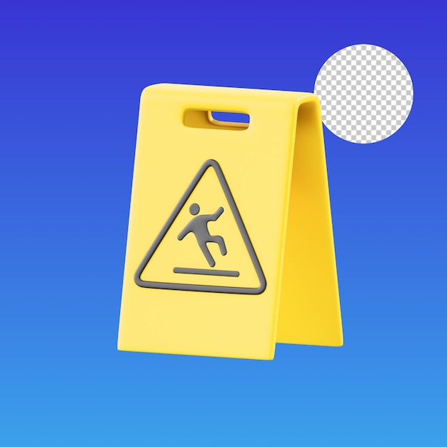 PSD wet floor sign 3d illustration