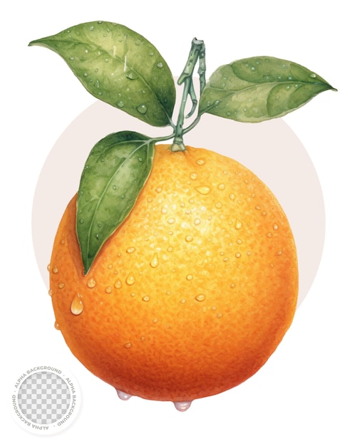 PSD wet orange fruit illustration with transparent background