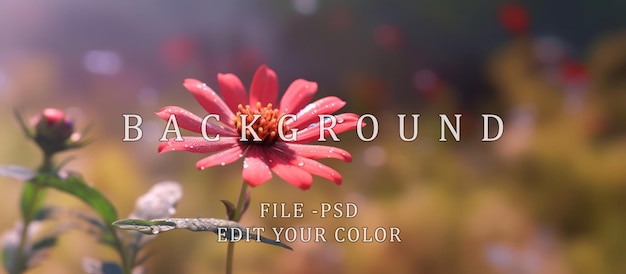 PSD wet red blooming flowers background