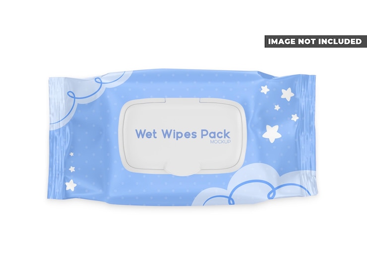 PSD wet wipes pack mockup