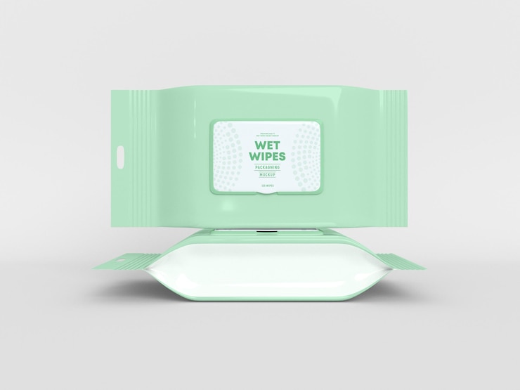 PSD wet wipes packaging mockup mockup