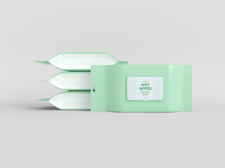 PSD wet wipes packaging mockup