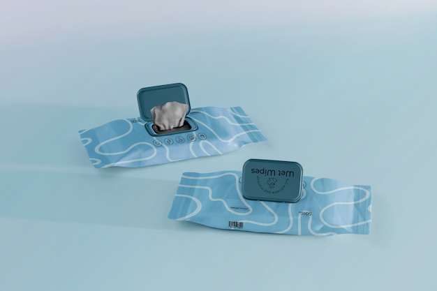 Wet wipes with mock-up packaging