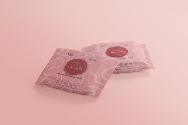 Wet wipes with mock-up packaging