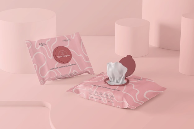 PSD wet wipes with mock-up packaging