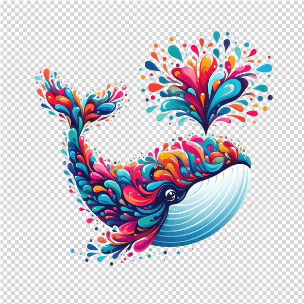 PSD a whale with a colorful pattern on the top of it