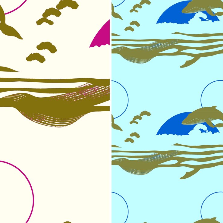 PSD whale with massive silhouette graphic minimal graphic design nature pattern vector designs