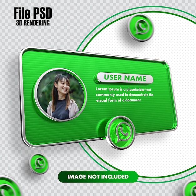 PSD banner di rendering 3d profilo whatapp