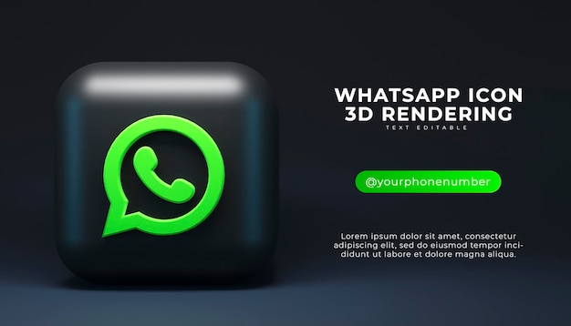 Sfondo del logo dell'applicazione di rendering 3d di Whatsapp Piattaforma di social media di Youtube