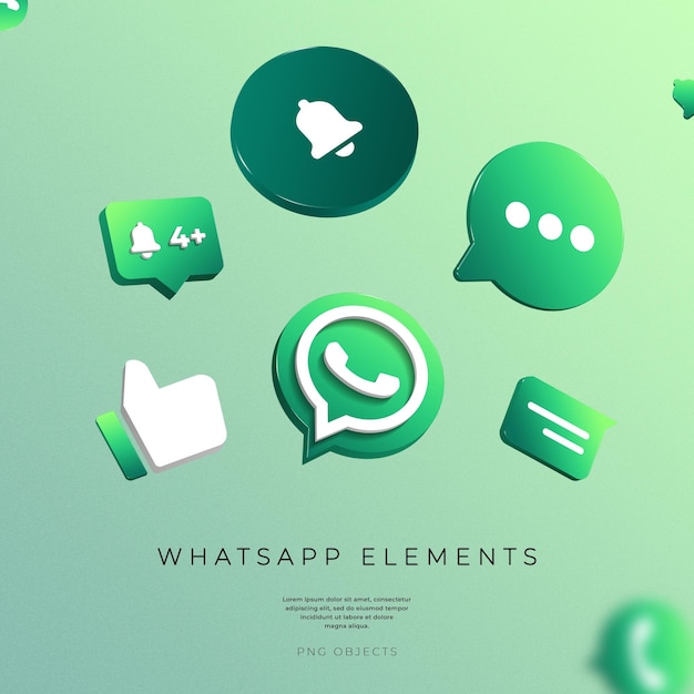 Whatsapp 3d render elementen oproepen meldingen chat