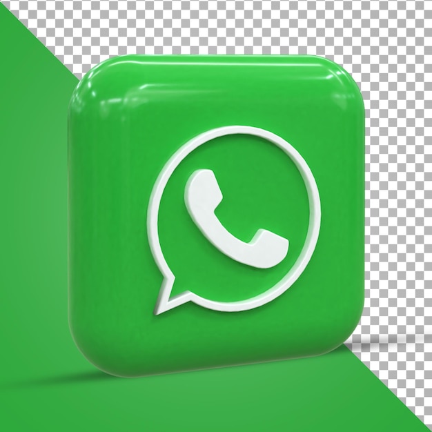 Значок социальных сетей WhatsApp 3d Красочная глянцевая 3d концепция иконки 3d рендеринг для композиции