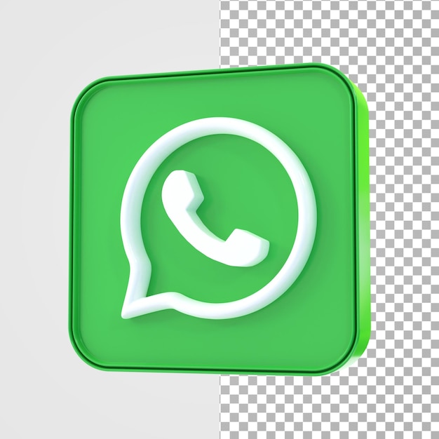 Icona whatsapp 3d social media icona 3d lucida colorata rendering 3d per la composizione