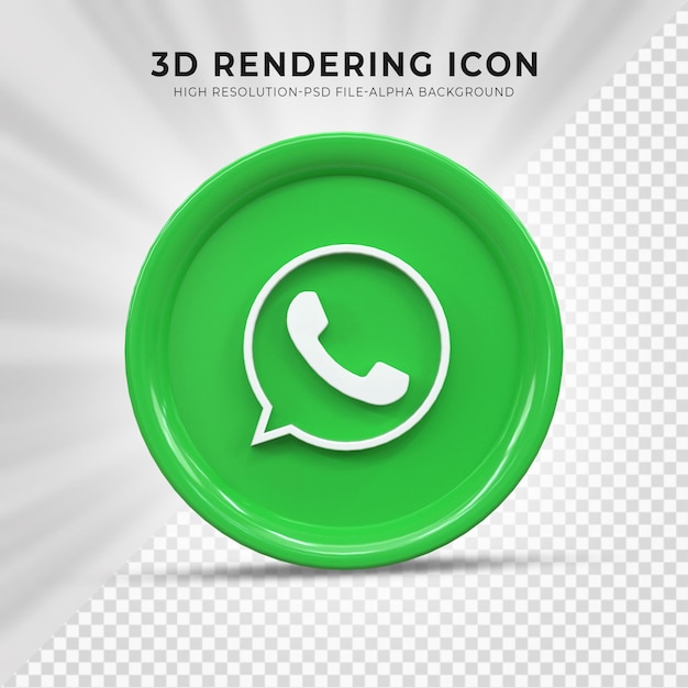 Icona whatsapp 3d social media icona 3d lucida colorata rendering 3d per la composizione