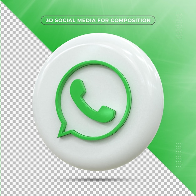 Значок социальных сетей whatsapp 3d красочная глянцевая 3d концепция иконки 3d рендеринг для композиции