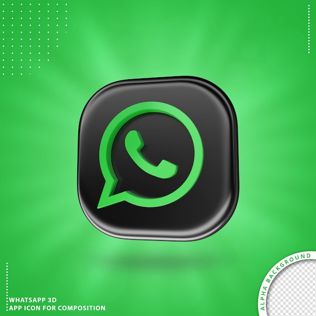 PSD whatsapp aplication icon for composition  black