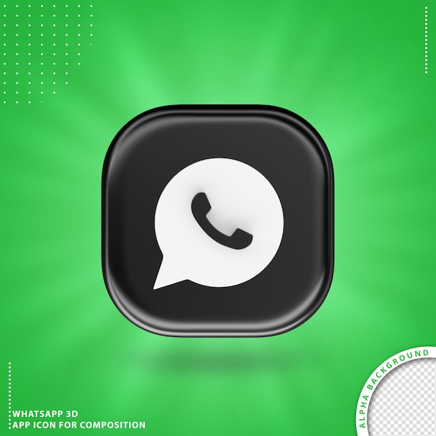 PSD whatsapp aplication icon for composition  black