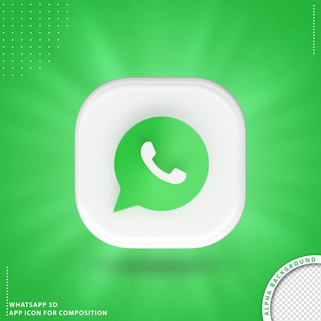 PSD whatsapp aplication icon for composition white