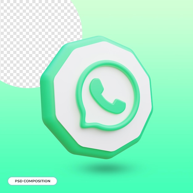 Icona di app di whatsapp isolata nel rendering 3d