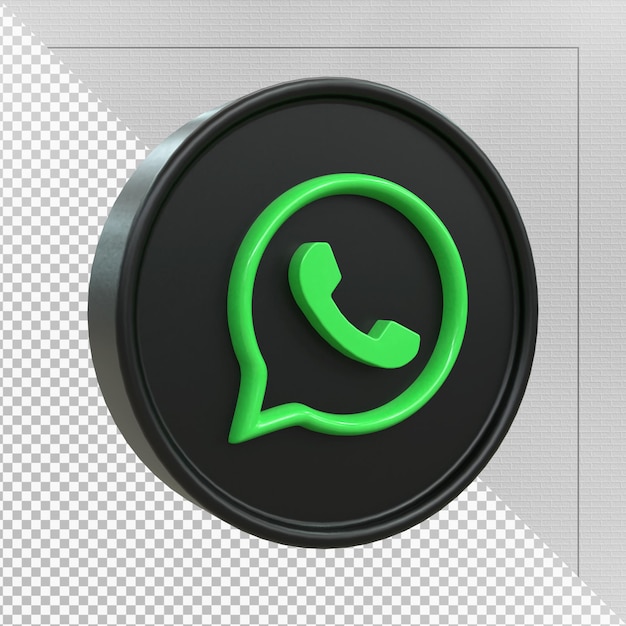 Logo whatsapp nero lucido 3d e social media 3d icon design