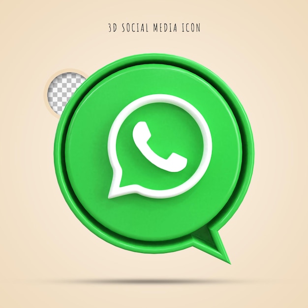 Logo 3d lucido colorato di whatsapp e design dell'icona 3d dei social media