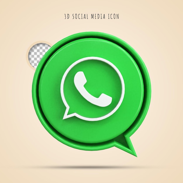 Logo 3d lucido colorato di whatsapp e design dell'icona 3d dei social media