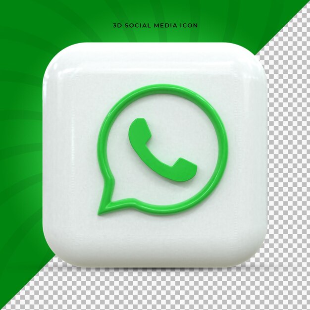 PSD whatsapp colorful glossy 3d logo and social media 3d icon design