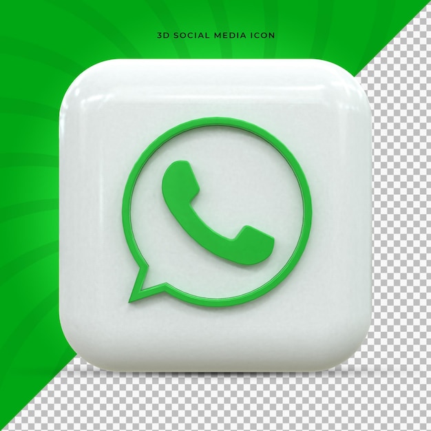 PSD whatsapp colorful glossy 3d logo and social media 3d icon design