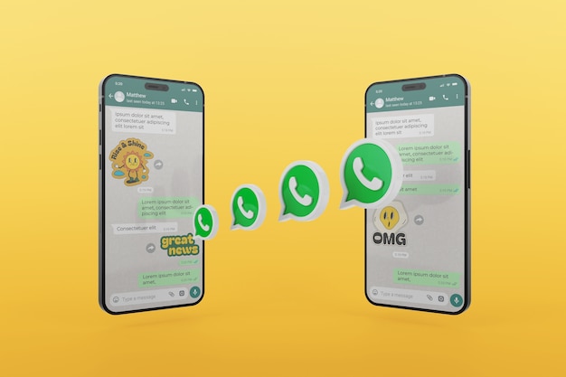 PSD mock-up dell'interfaccia di conversazione di whatsapp sullo smartphone