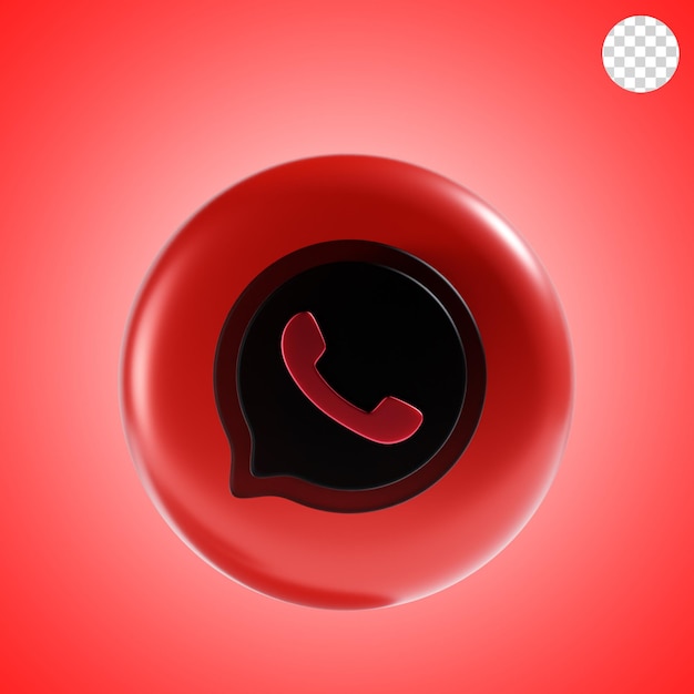 Whatsapp icon 3d illustration with red background