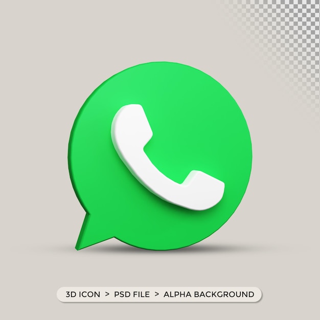 PSD whatsapp icon in 3d rendering