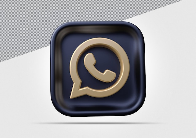 Icona di whatsapp rendering 3d dei social media d'oro