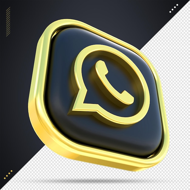 Premium PSD | Whatsapp icon social media black and gold styles