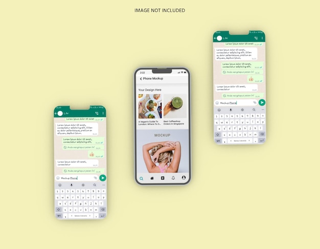Whatsappインターフェイスの携帯電話のモックアップ
