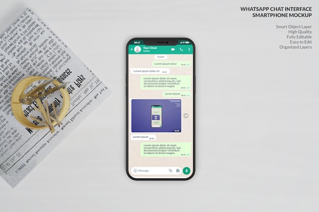 Whatsapp interface template on smartphone mock ups