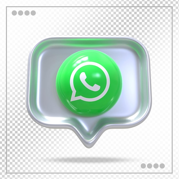 PSD logo whatsapp 3d con stili argento