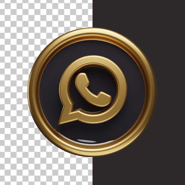 PSD whatsapp логотип золото 3d