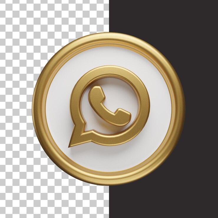 Whatsapp logo gold 3d