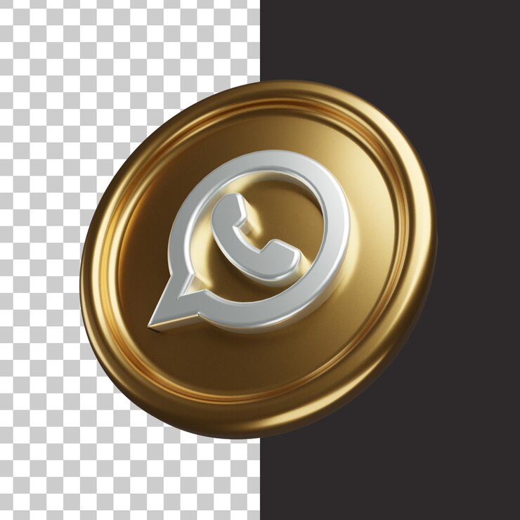 Whatsapp logo gold 3d