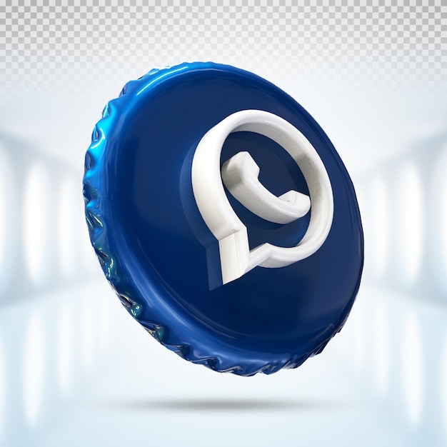 Whatsapp logo icon 3d social media in modern style color blue