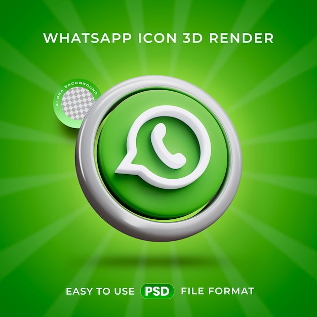 PSD whatsapp logo icon isolated 3d render illustratie