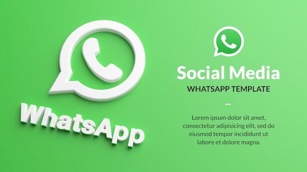 WhatsApp logo isolated on a green background for social media marketing in 3D rendering