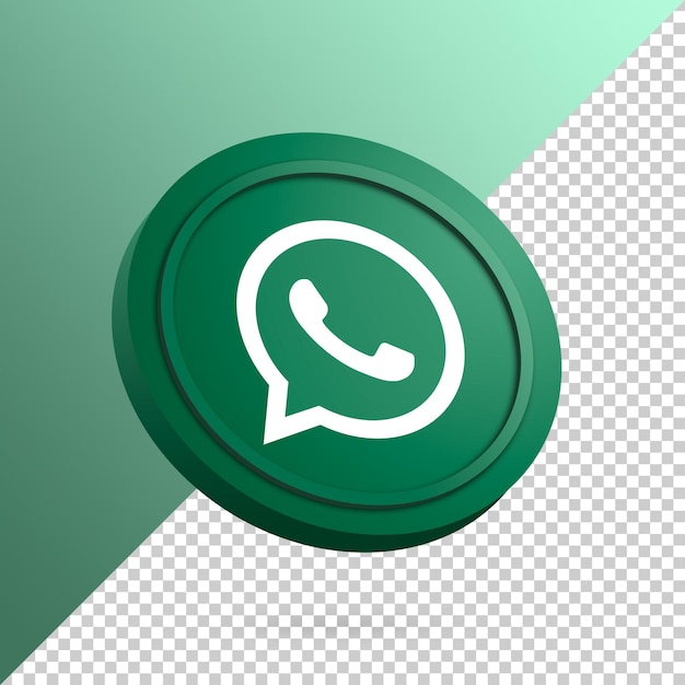 Whatsapp logo on the round button 3d rendering isolated