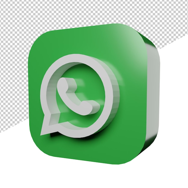 Whatsapp logo side view 3d rendering illustration icon square rounded transparent background