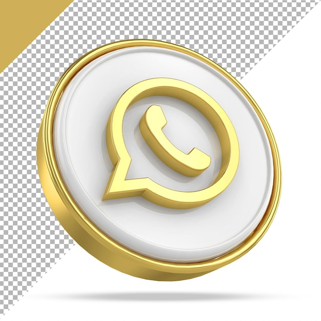 Whatsapp logo social media gold 3d styles