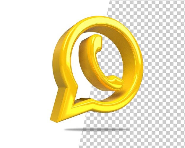 Whatsapp Logo Złota Ikona Renderowania 3d