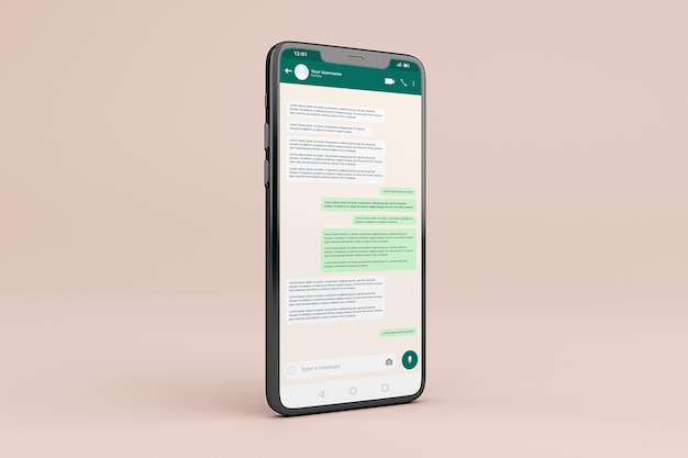 Modello di mockup dell'interfaccia mobile di whatsapp